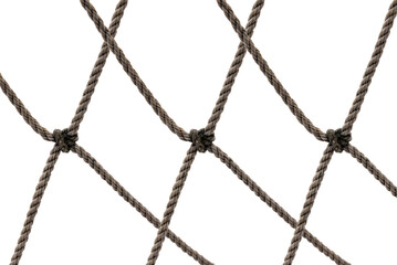 Football or tennis net. Rope mesh on a white background close-up