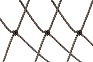 Football or tennis net. Rope mesh on a white background close-up
