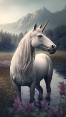 Obraz na płótnie Canvas Unicorn, beautiful horse, girl, magical unicorn, unique, fairy tale