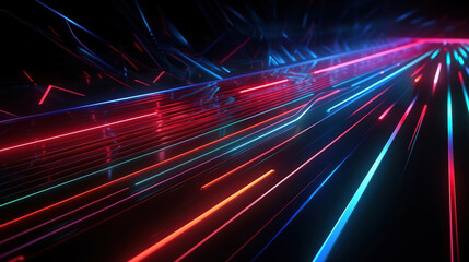 Fototapeta na wymiar Red blue lines, glowing in the dark. Ultraviolet spectrum. Generative Ai