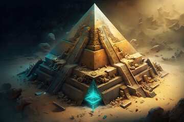 Mysterious Pyramid With Hidden Treasures. Generative AI