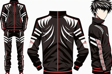Athletic Tracksuit With Stripes And Logos. Generative AI