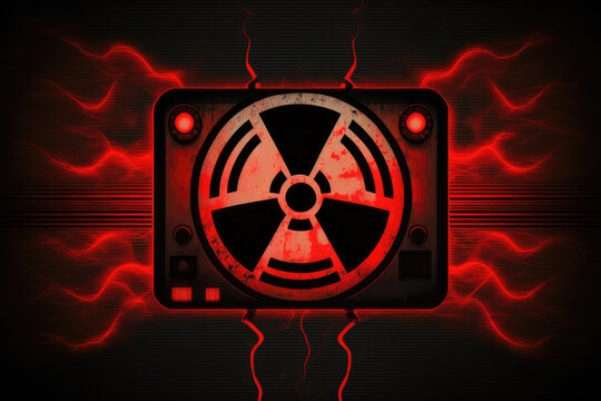 Black Radiation Symbol With Red Background. Generative AI