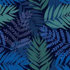 Naklejka na ściany i meble Image of beautiful hand-drawn tropical leaves. Vector Image can be used for designer wallpapers, for textile, packaging, printing or any desired idea.