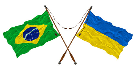 National Flag of Ukraine  and Brazil. Background for designers