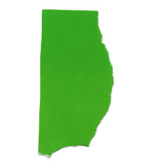 a rectangular piece of green torn paper, torn paper in a rectangular shape