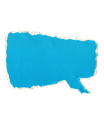 rectangular speech bubbles from torn blue paper, torn paper for thought message cloud