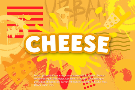 Cheese label eco food poster, banner menu product. Vector illustration.