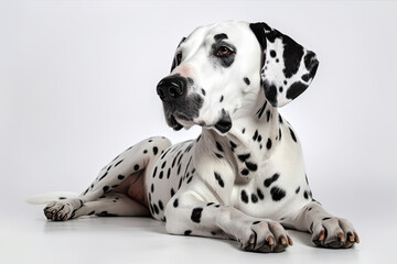 Dalmatian Dog On White Background. Generative AI