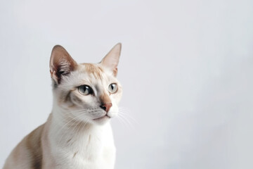 Javanese Cat On White Background. Copy space. Generative AI