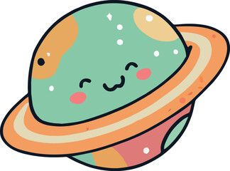 cute saturn planet with rings character © Jeronimo Ramos