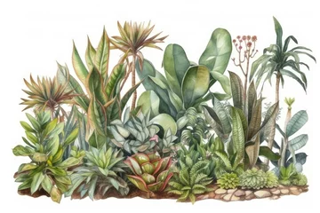 Fotobehang Tropical Plants Watercolor Isolated on White Background © Stasie