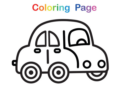 Cartoon Car Colouring Page. Vector illustration.