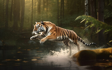 Plakat tiger in the water