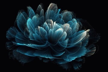 Fototapeta na wymiar Abstract blue flower, delicate botanical floral background. , Generative AI