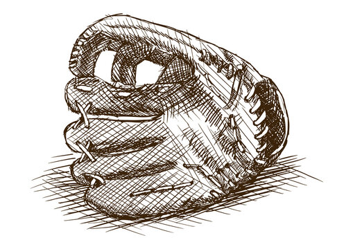 recommend clip art: Baseball glove hand drawn sketch style PNG illustration with transparent background