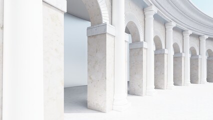 Architecture background classic building with columns 3d render