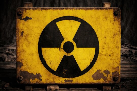 Yellow Warning Sign With Black Radiation Symbol. Generative AI