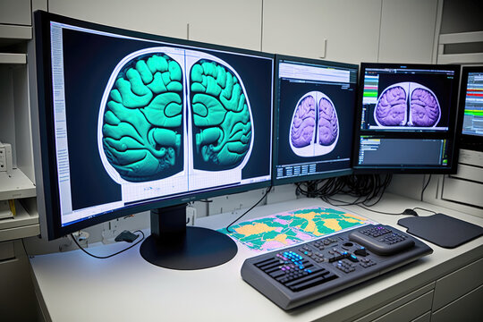 Neuroscience Lab With Brain Imaging Technology. Generative AI