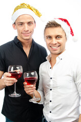 Holidays. Two attractive guys. Gay couple.