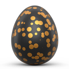 Golden and black Easter egg isolated on white background.
