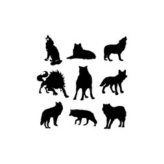 Wolf animal set silhouette design