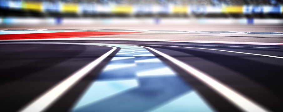 racing track line blurred in motion side view - Generative AI
