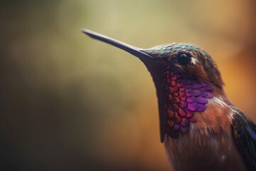 Fototapeta na wymiar a colorful hummingbird with a long beak and a long beak. generative ai