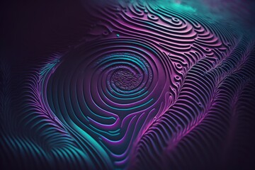 background Synthwave purple and green intricate design created with Generative AI technology