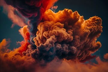 background with billowing clouds of smoke brown red created with Generative AI technology