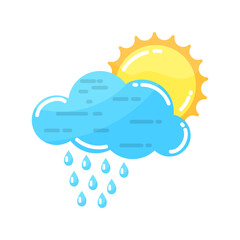 Icon. Blue cloud. Rain. Cloudiness. Watering. Ecology. Modern bright. Shiny icon. Flat style. Object on a white background.