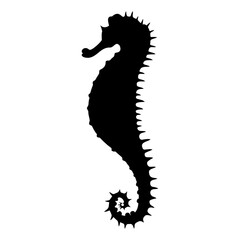 Seahorse as a black icon on a white background. Vector stock illustration. isolated. Sea creatures.