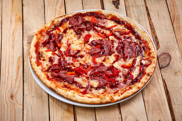 tasty pizza on the white plate