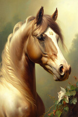 Fototapeta na wymiar Oil on canvas painting of a horse