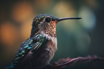 Fototapeta na wymiar a colorful bird sitting on a branch with a blurry background. generative ai