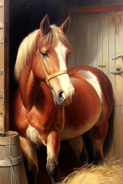 Oil on canvas painting of a horse