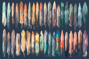 Set of different paint brush strokes in pastel colors. Artistic design elements, grungy and watercolor background vector illustration, Generative AI