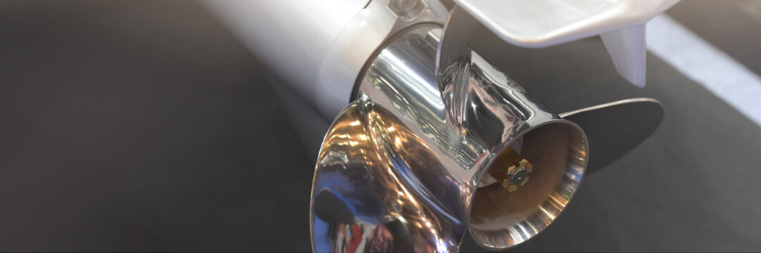 Boat propeller made of aluminum Located at the stern of the boat connected to the boat engine.