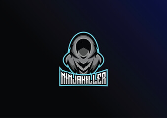 ninja killer logo design mascot gaming team