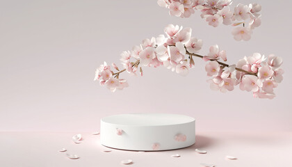 Product podium with and flower round 