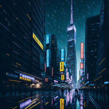 city skyline at night