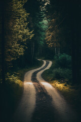 Obraz premium Road in magic forest. Illustrator AI Generative