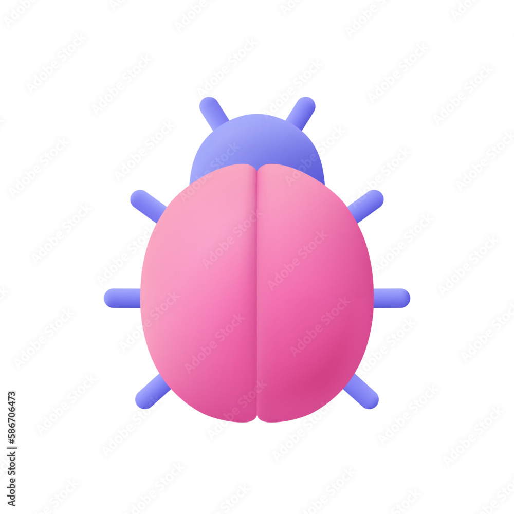Poster bug, beetle. find errors, software testing concept. 3d vector icon. cartoon minimal style.