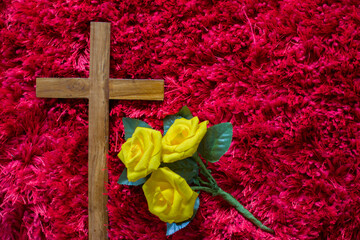 Christian Cross, Jesus Christ and biblical verses symbolizing Easter, Good Friday, Resurrection and...