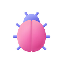 Fototapeta premium Bug, beetle. Find errors, software testing concept. 3d vector icon. Cartoon minimal style.