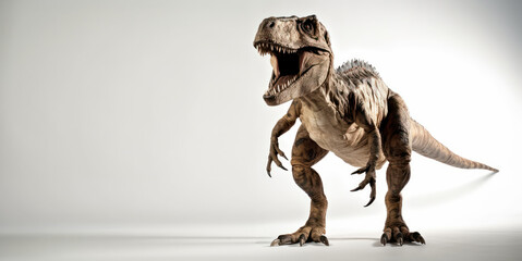 T-Rex dinosaur isolated on white background. Ai generated.