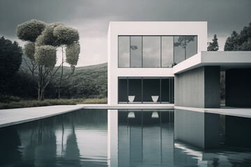 House with large crsitaleras and swimming pool IA