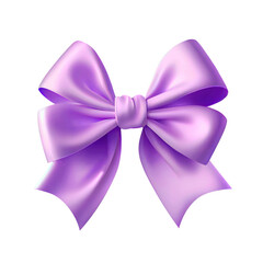 Realistic lilac bow isolated on white background, ai generation