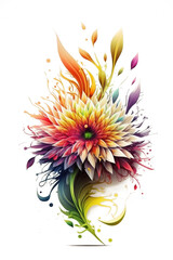Obraz premium Abstract floral background for creative design. Abstract flower on white background. Flower print for design. Generative AI 