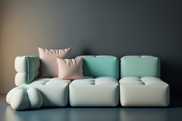 Comfortable modular sofa in a modern minimalist interior